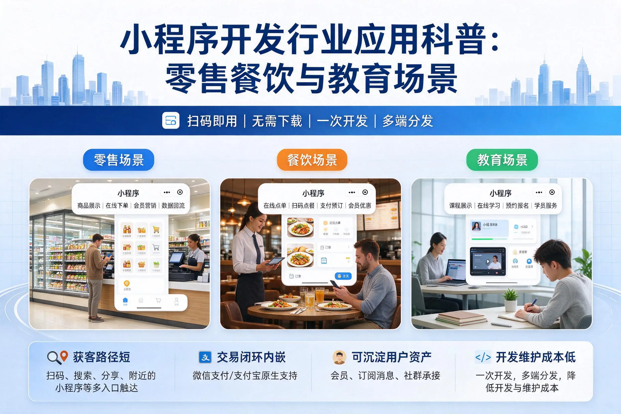 河南小程序开发行业应用科普:零售餐饮与教育场景
