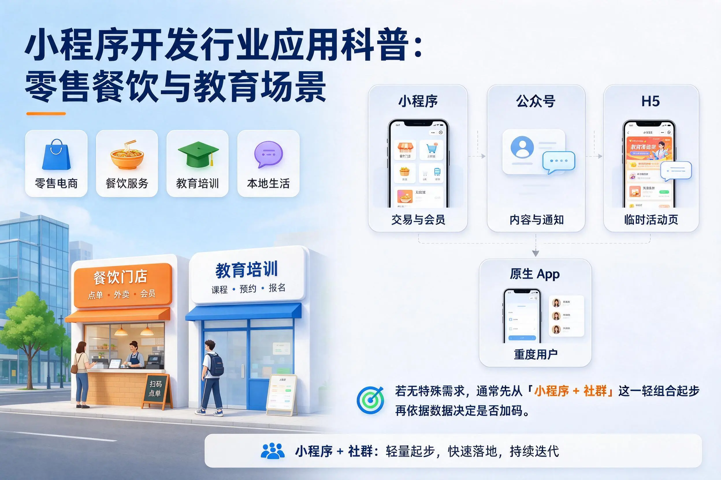 河南小程序开发行业应用科普:零售餐饮与教育场景
