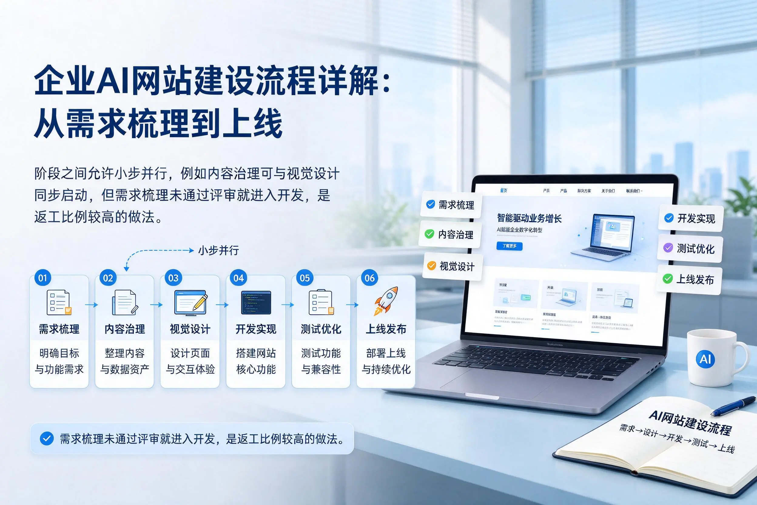 河南企业AI网站建设流程详解:从需求梳理到上线