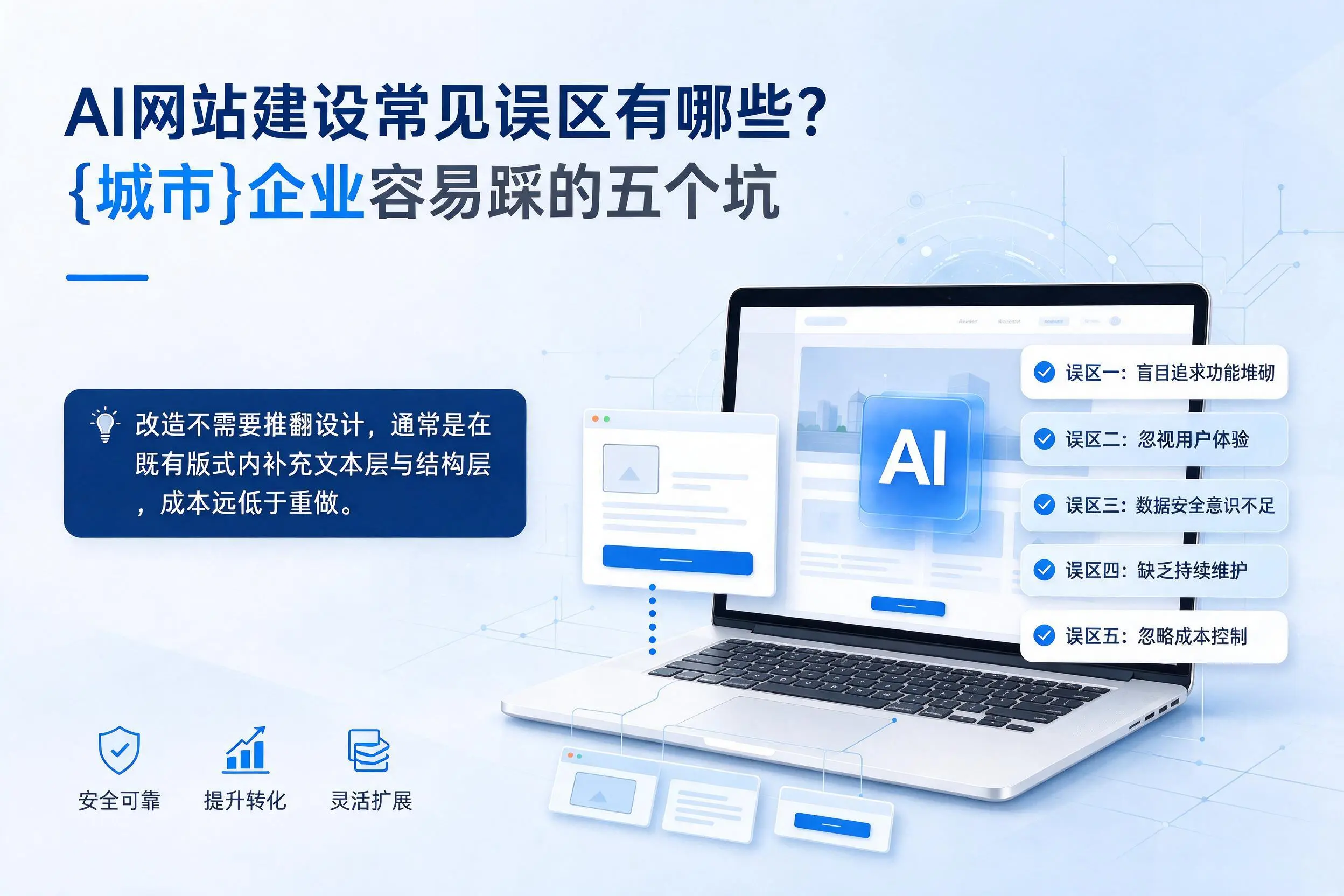 AI网站建设常见误区有哪些？河南企业容易踩的五个坑