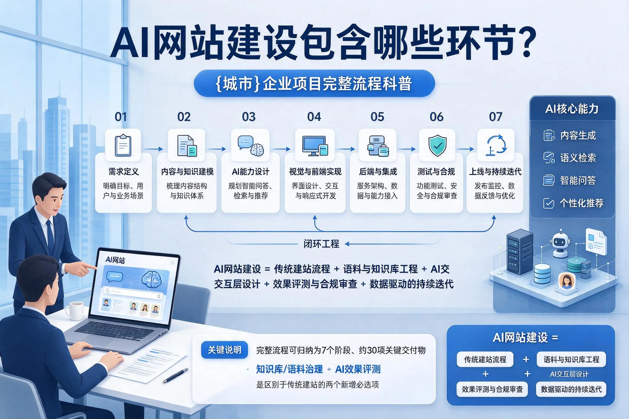 AI网站建设包含哪些环节？河南企业项目完整流程科普